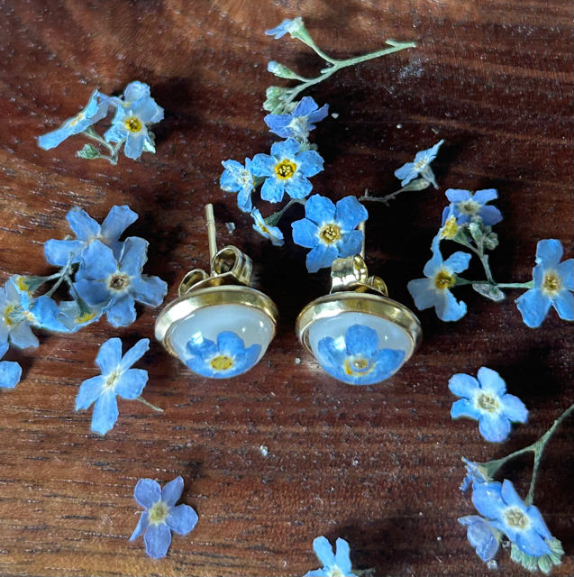 Stud Earrings with Forget-Me-Not Flowers