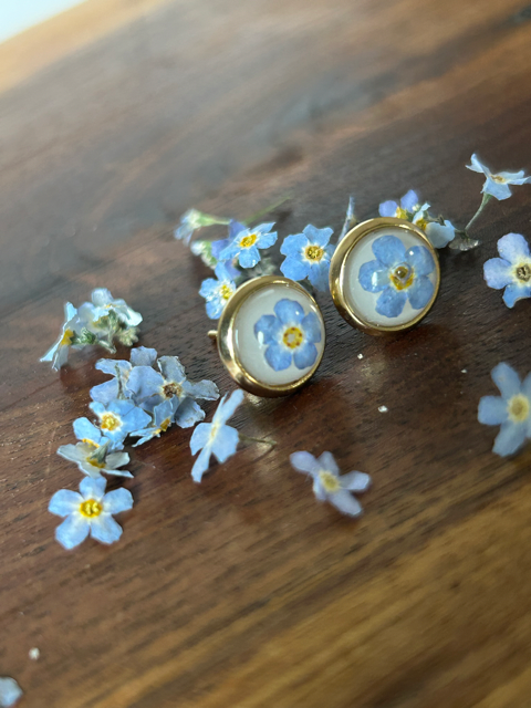 Stud Earrings with Forget-Me-Not Flowers