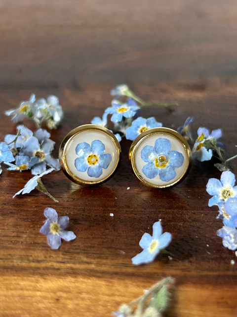 Stud Earrings with Forget-Me-Not Flowers