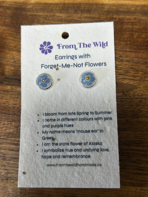 Stud Earrings with Forget-Me-Not Flowers