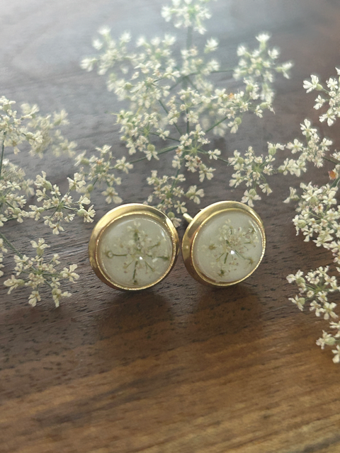Stud Earrings with Queen Anne's Lace