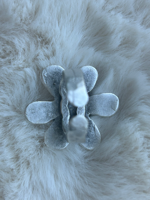 Flower Shaped Ring with Queen Anne's Lace and Pink Howlite Crystals (adjustable)