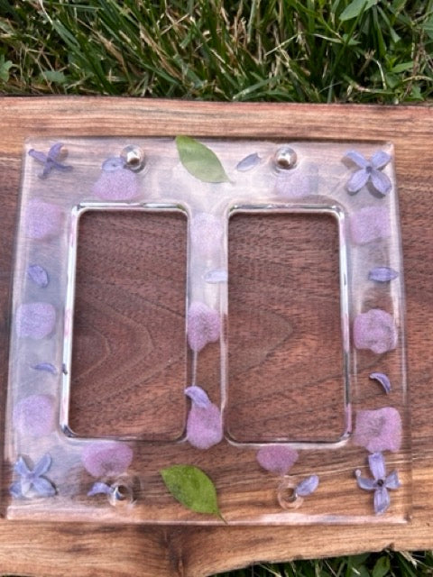 Double Wide Light Switch Cover with Lilac Flowers