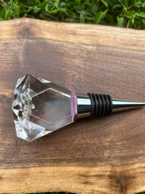 Wine Stopper with Lilac Petals and Eastern Enchanter's Nightshade Flowers