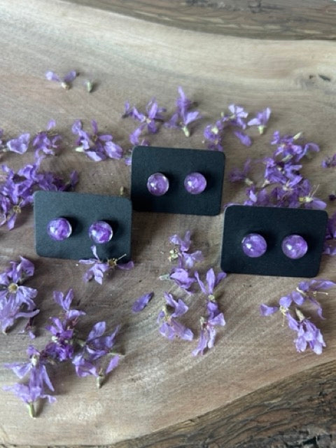Earrings with Purple Loosestrife Petals