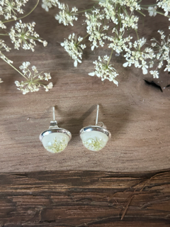 Stud Earrings with Queen Anne's Lace