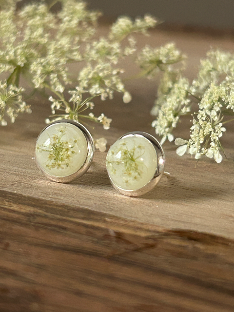 Stud Earrings with Queen Anne's Lace