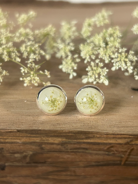Stud Earrings with Queen Anne's Lace