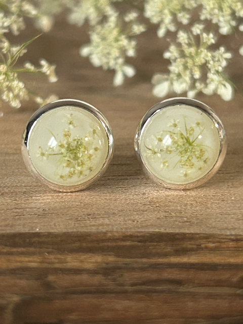 Stud Earrings with Queen Anne's Lace