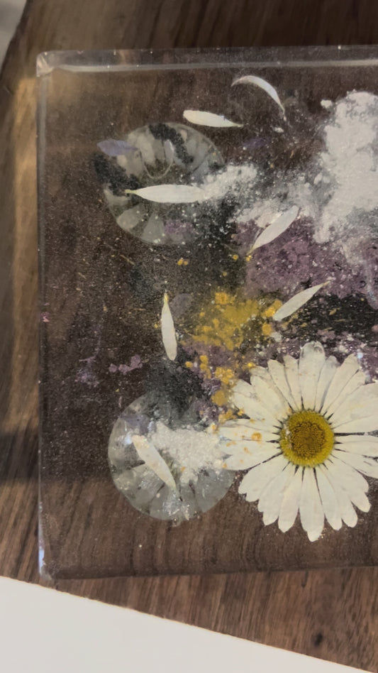 Large Charcuterie Board with Daisies and Purple Loosestrife Petals